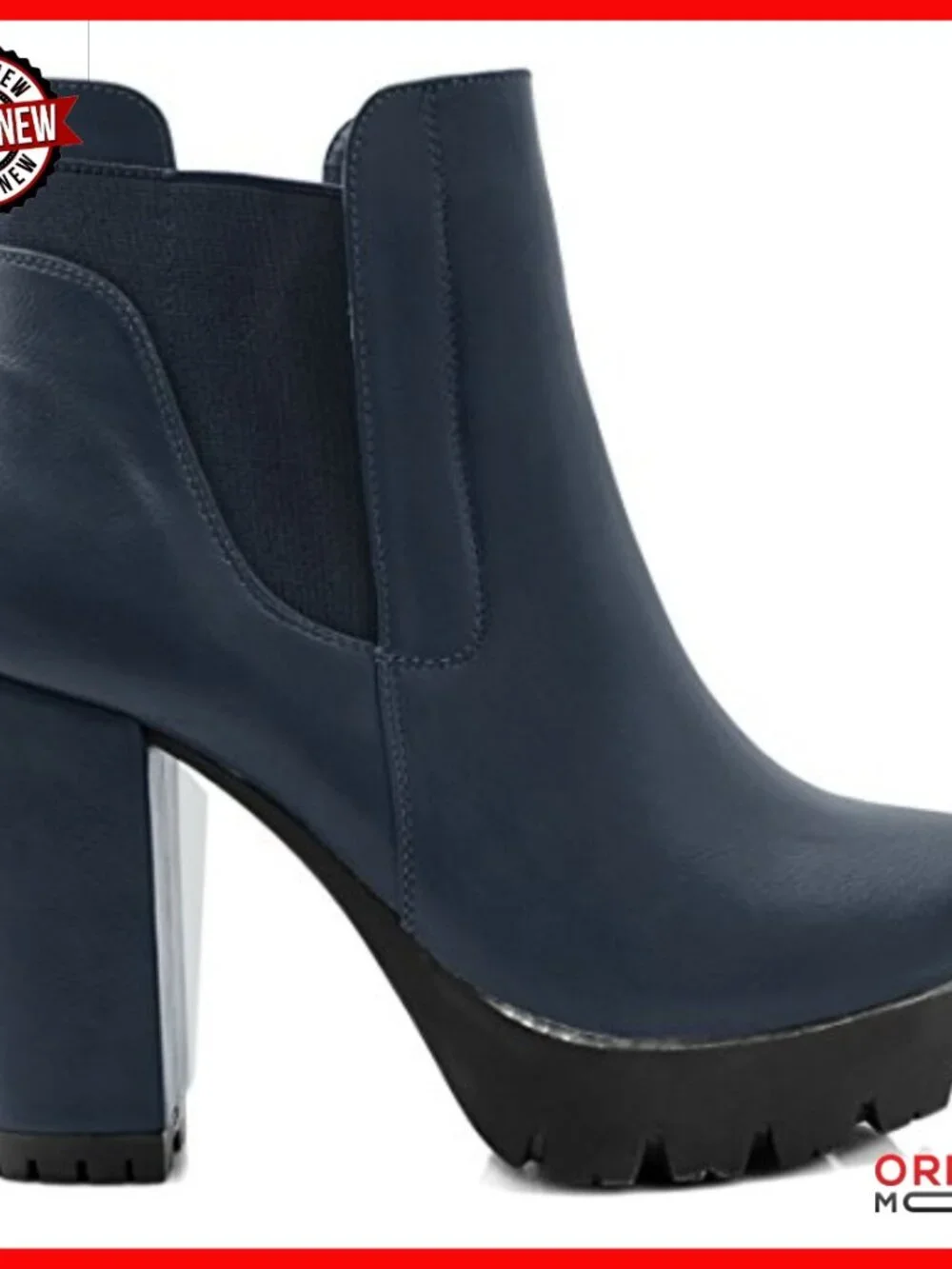 Chunky Platform Ankle Boots with Block Heel and Side Zip